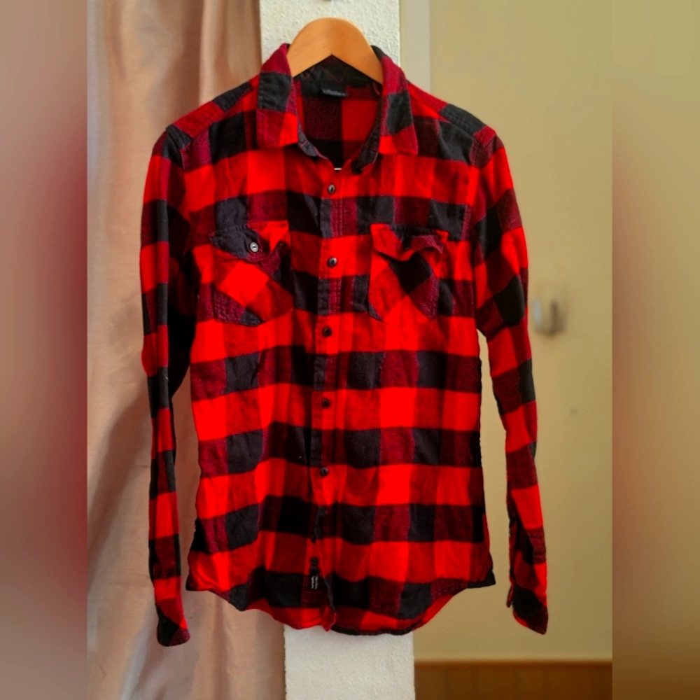 Burnside Red Buffalo Plaid Buttondown Flannel - image 1